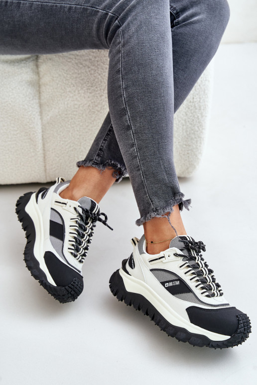 Tenisky  s platformou Big Star OO274A220 HI-POLY SYSTEM Bílá-Černé  Tenisky  s platformou Big Star OO274A220 HI-POLY SYSTEM Bílá-Černé