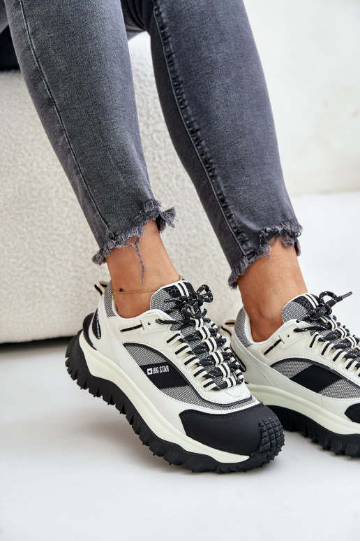 Tenisky  s platformou Big Star OO274A220 HI-POLY SYSTEM Bílá-Černé  Tenisky  s platformou Big Star OO274A220 HI-POLY SYSTEM Bílá-Černé