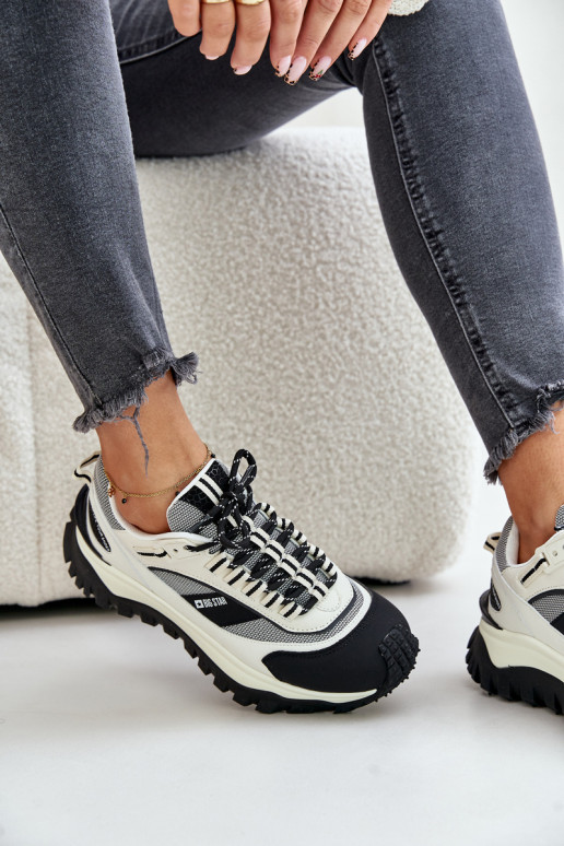 Tenisky  s platformou Big Star OO274A220 HI-POLY SYSTEM Bílá-Černé  Tenisky  s platformou Big Star OO274A220 HI-POLY SYSTEM Bílá-Černé