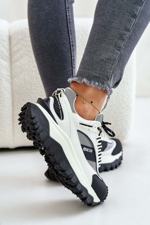 Tenisky  s platformou Big Star OO274A220 HI-POLY SYSTEM Bílá-Černé  Tenisky  s platformou Big Star OO274A220 HI-POLY SYSTEM Bílá-Černé