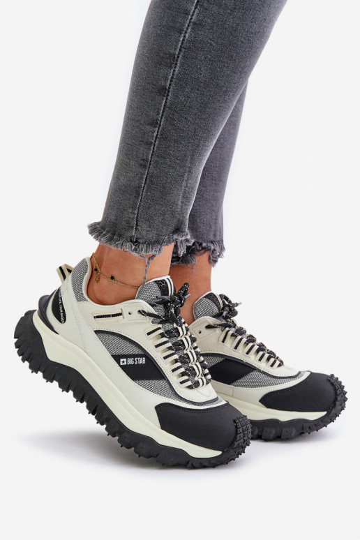 Tenisky  s platformou Big Star OO274A220 HI-POLY SYSTEM Bílá-Černé  Tenisky  s platformou Big Star OO274A220 HI-POLY SYSTEM Bílá-Černé