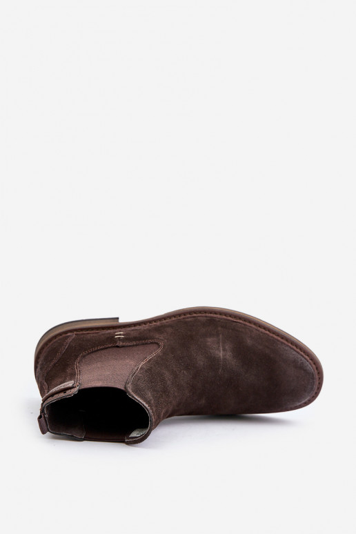 ze semiše stylové podpatky  Big Star OO174155 hnědá