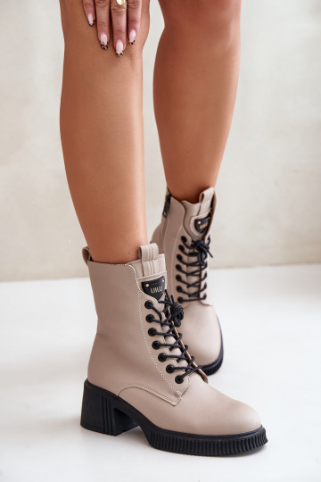 zateplené Dámské podpatky  Vinceza 66671 béžové