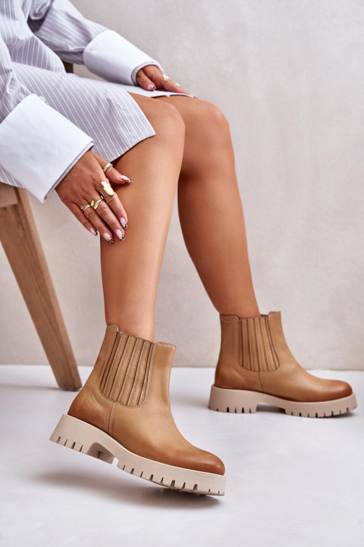 Slip-on vzor Dámské podpatky s širokými podpatky   3611 hnědá