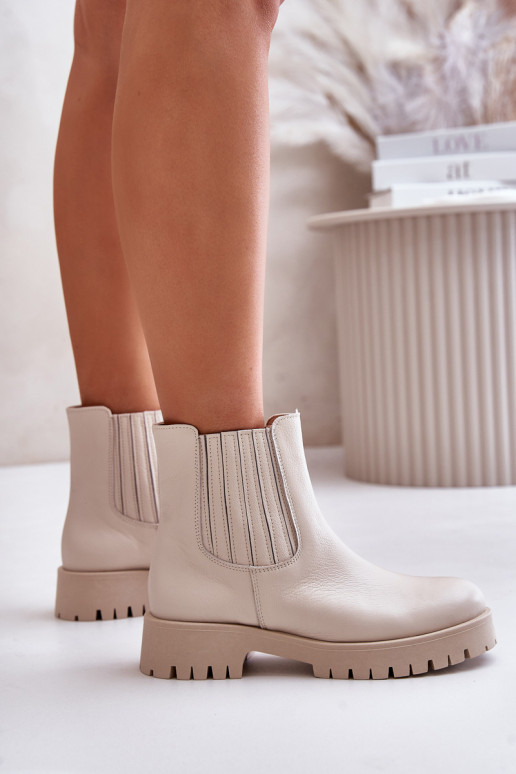 Slip-on vzor Dámské podpatky s širokými podpatky   3611 slonová kost