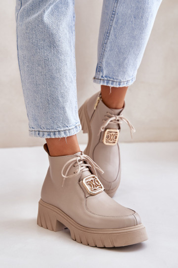 Zazoo 2952 Dřeváky se zlatými detaily béžové