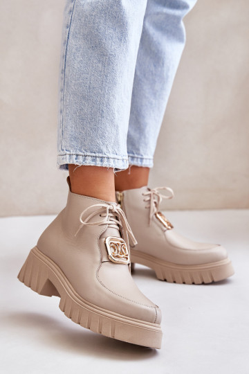 Zazoo 2952 Dřeváky se zlatými detaily béžové 2