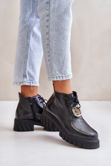 Zazoo 2952 Dřeváky se zlatými detaily Černé