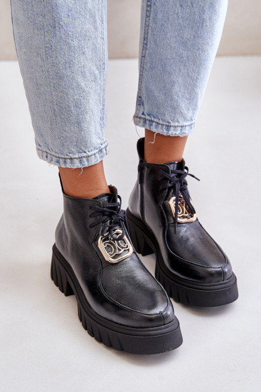 Zazoo 2952 Dřeváky se zlatými detaily Černé Zazoo 2952 Dřeváky se zlatými detaily Černé