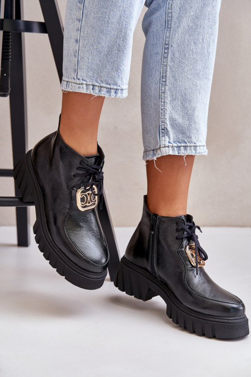 Zazoo 2952 Dřeváky se zlatými detaily Černé Zazoo 2952 Dřeváky se zlatými detaily Černé