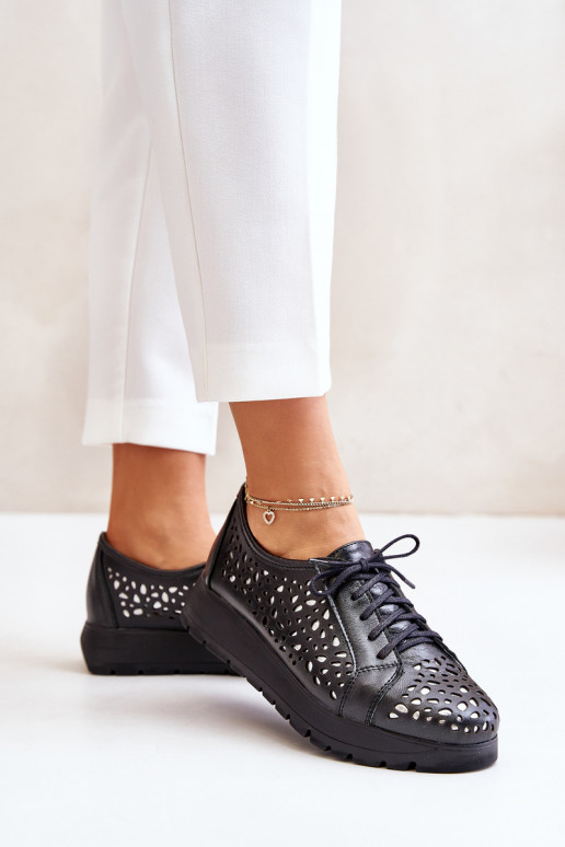 Zazoo 2973  boty s platformou s ažurovými prvky Černé Zazoo 2973  boty s platformou s ažurovými prvky Černé