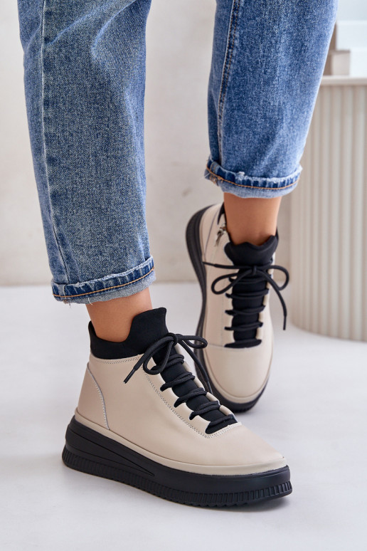 tenisky s platformou Artiker 55C0554 béžové   tenisky s platformou Artiker 55C0554 béžové