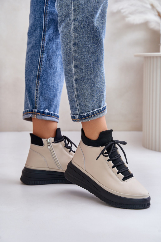 tenisky s platformou Artiker 55C0554 béžové   tenisky s platformou Artiker 55C0554 béžové