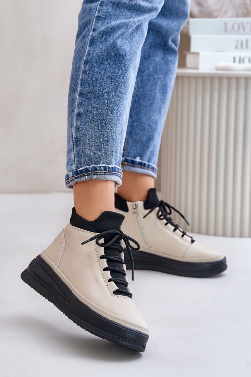 tenisky s platformou Artiker 55C0554 béžové   tenisky s platformou Artiker 55C0554 béžové