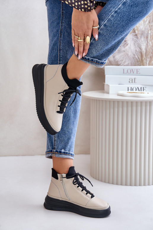 tenisky s platformou Artiker 55C0554 béžové   tenisky s platformou Artiker 55C0554 béžové