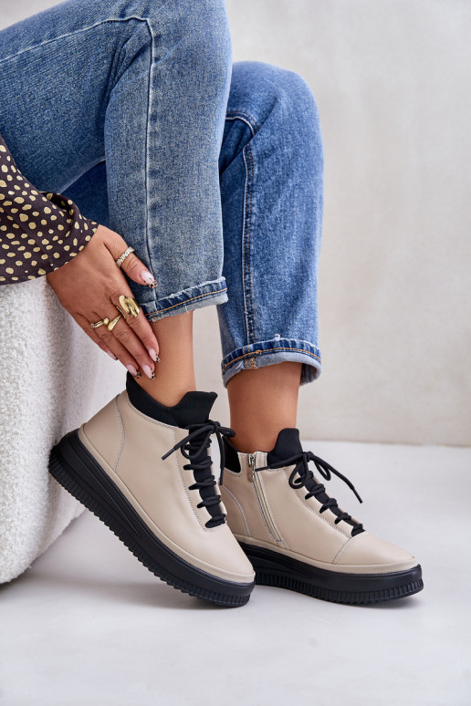 tenisky s platformou Artiker 55C0554 béžové   tenisky s platformou Artiker 55C0554 béžové