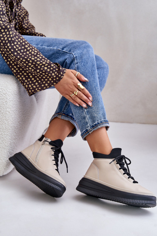 tenisky s platformou Artiker 55C0554 béžové   tenisky s platformou Artiker 55C0554 béžové