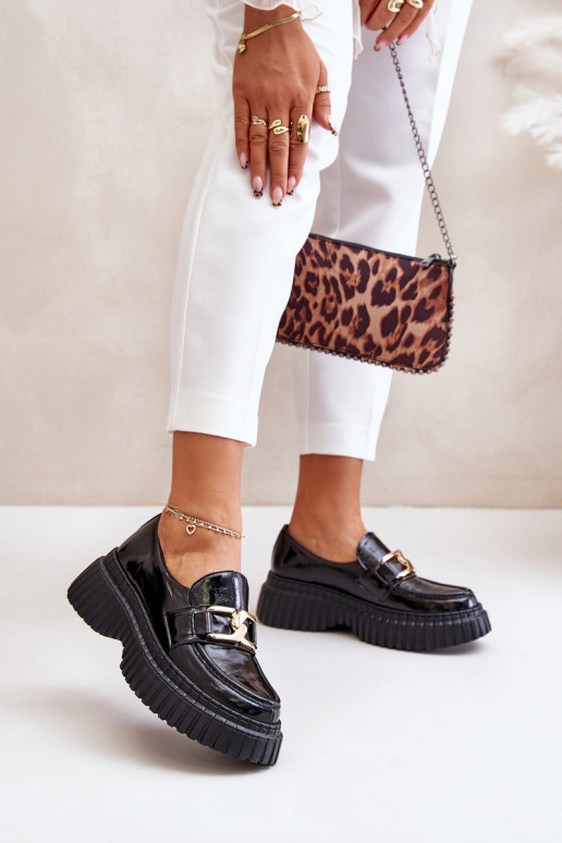 Zazoo 20176 s efektem laku boty Dámské mokasíny  Černé Zazoo 20176 s efektem laku boty Dámské mokasíny  Černé