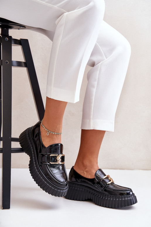 Zazoo 20176 s efektem laku boty Dámské mokasíny  Černé Zazoo 20176 s efektem laku boty Dámské mokasíny  Černé