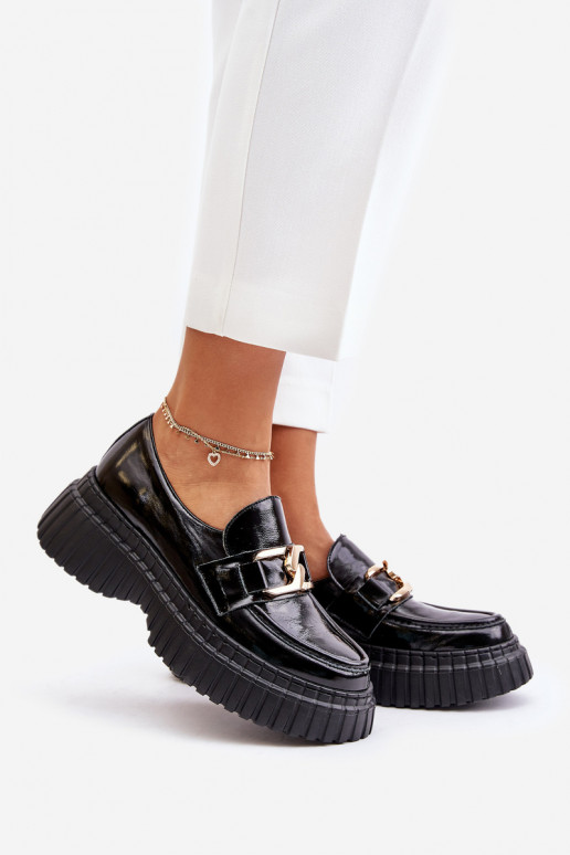 Zazoo 20176 s efektem laku boty Dámské mokasíny  Černé Zazoo 20176 s efektem laku boty Dámské mokasíny  Černé