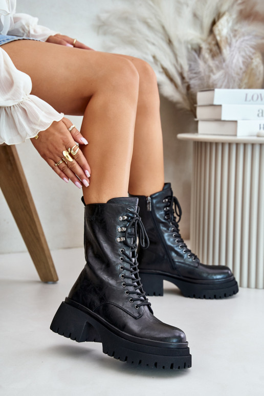 Dřeváky Dámské boty  zateplené GOE OO2N4121 Černé