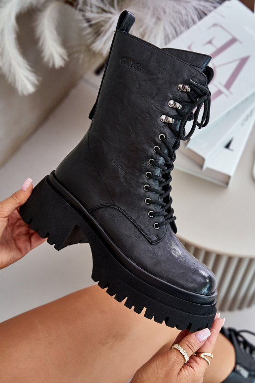 Dřeváky Dámské boty  zateplené GOE OO2N4121 Černé