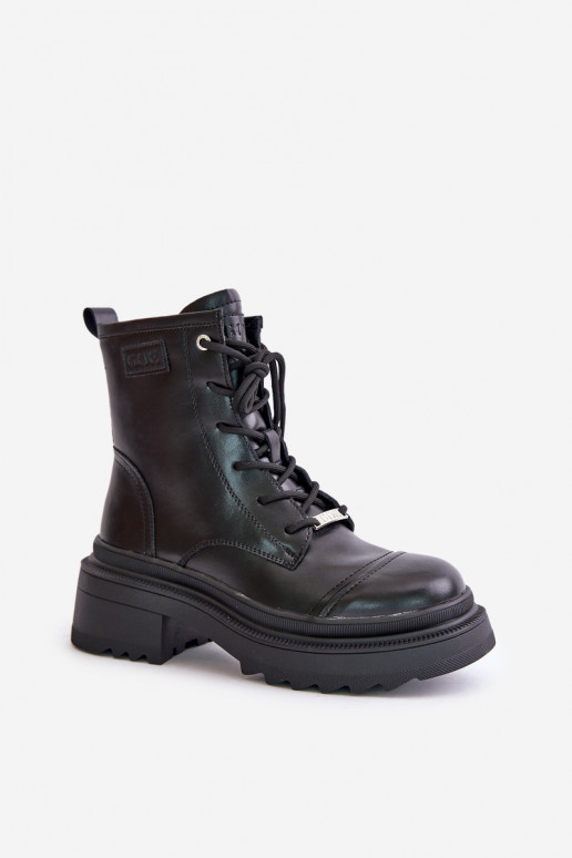 Dámské boty Dřeváky zateplené  Goe OO2N4115-W2 Černé  Dámské boty Dřeváky zateplené  Goe OO2N4115-W2 Černé