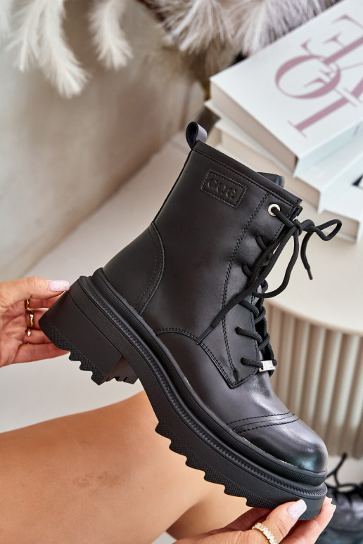 Dámské boty Dřeváky zateplené  Goe OO2N4115-W2 Černé  Dámské boty Dřeváky zateplené  Goe OO2N4115-W2 Černé