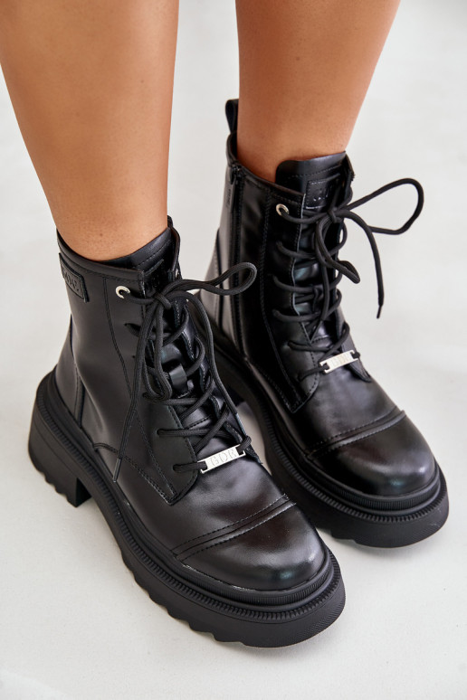 Dámské boty Dřeváky zateplené  Goe OO2N4115-W2 Černé  Dámské boty Dřeváky zateplené  Goe OO2N4115-W2 Černé