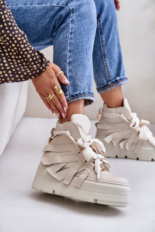 Tenisky  s platformou CheBello 4561 béžové  Tenisky  s platformou CheBello 4561 béžové