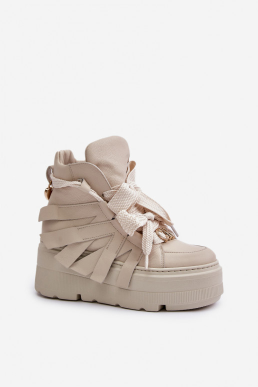 Tenisky  s platformou CheBello 4561 béžové  Tenisky  s platformou CheBello 4561 béžové