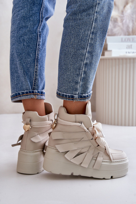 Tenisky  s platformou CheBello 4561 béžové  Tenisky  s platformou CheBello 4561 béžové