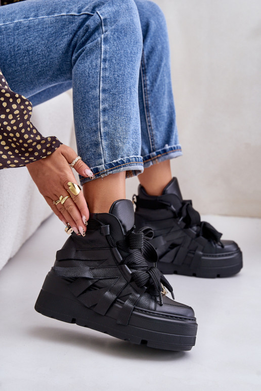 Tenisky  s platformou CheBello 4561 Černé  Tenisky  s platformou CheBello 4561 Černé