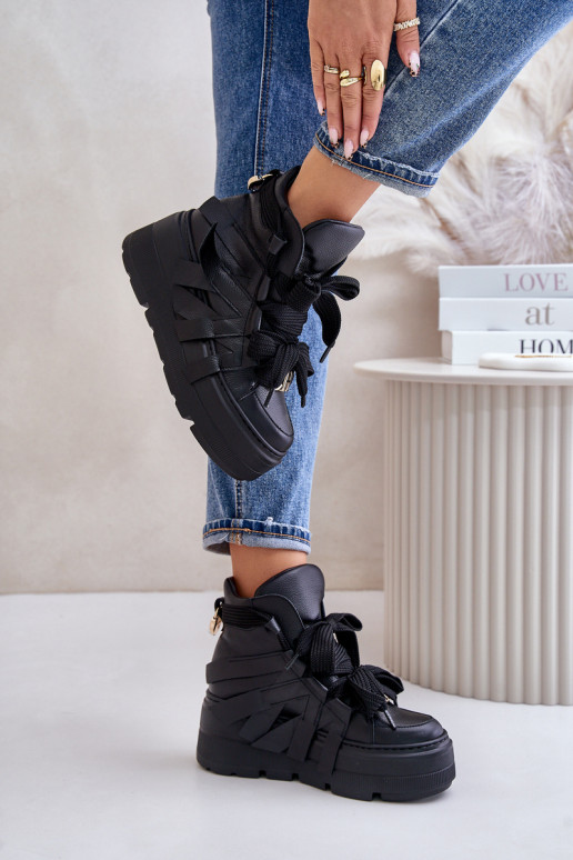 Tenisky  s platformou CheBello 4561 Černé  Tenisky  s platformou CheBello 4561 Černé