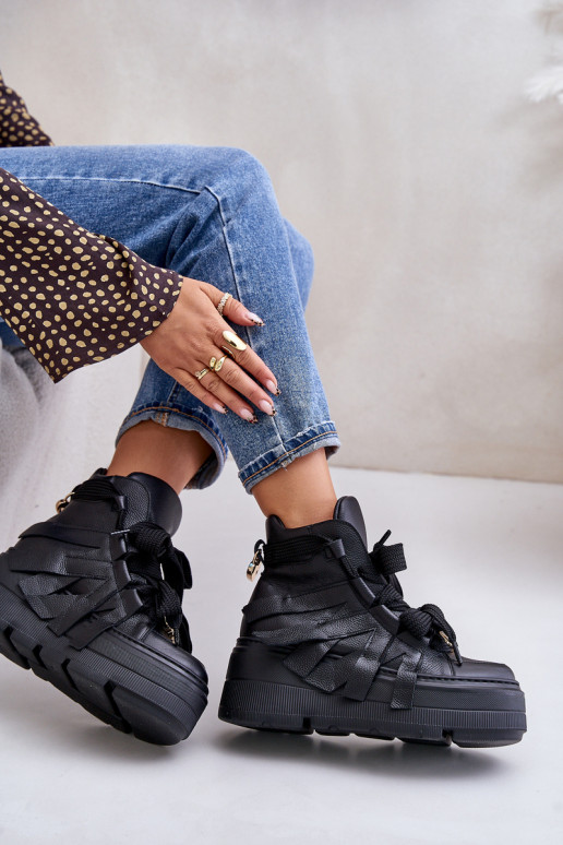 Tenisky  s platformou CheBello 4561 Černé  Tenisky  s platformou CheBello 4561 Černé