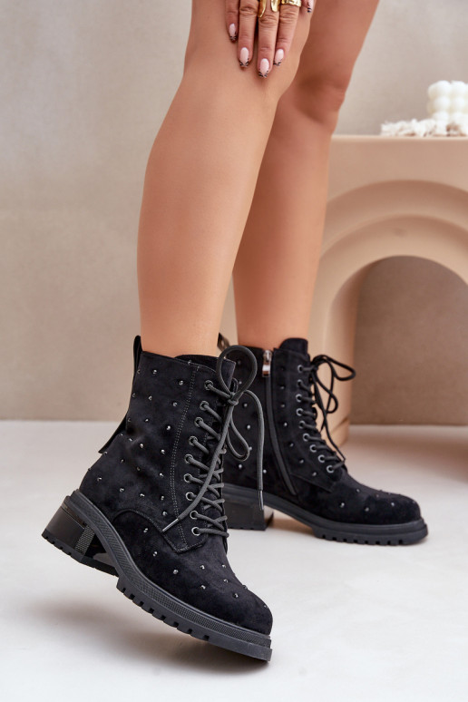 Zdobené boty   zateplené D&A MR880-017 Černé Zdobené boty   zateplené D&A MR880-017 Černé