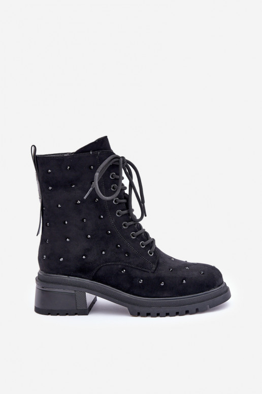 Zdobené boty   zateplené D&A MR880-017 Černé Zdobené boty   zateplené D&A MR880-017 Černé