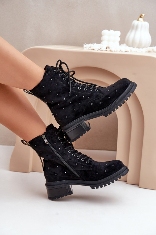 Zdobené boty   zateplené D&A MR880-017 Černé Zdobené boty   zateplené D&A MR880-017 Černé