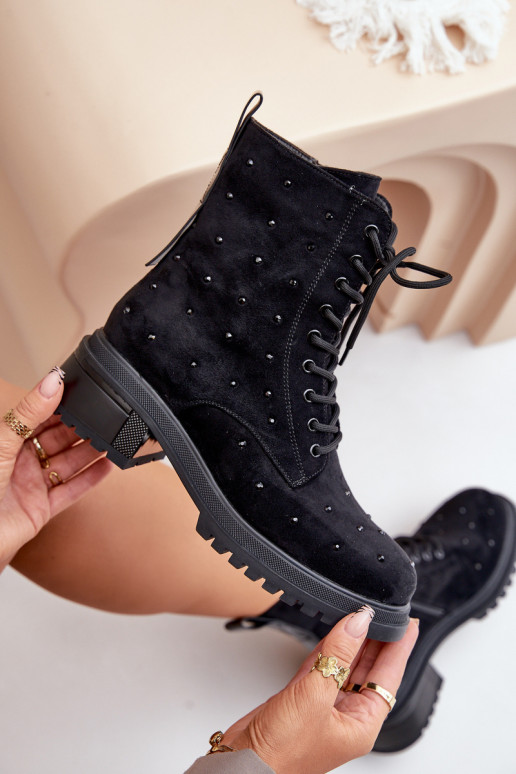 Zdobené boty   zateplené D&A MR880-017 Černé Zdobené boty   zateplené D&A MR880-017 Černé