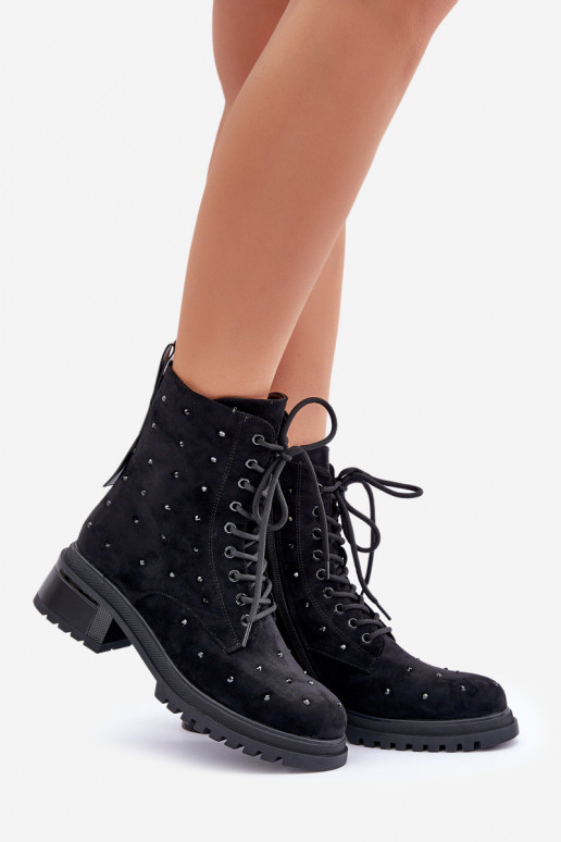 Zdobené boty   zateplené D&A MR880-017 Černé Zdobené boty   zateplené D&A MR880-017 Černé