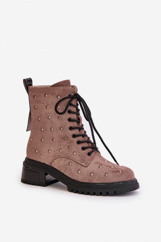 Zdobené boty   zateplené D&A MR880-017 hliněné barvy Zdobené boty   zateplené D&A MR880-017 hliněné barvy