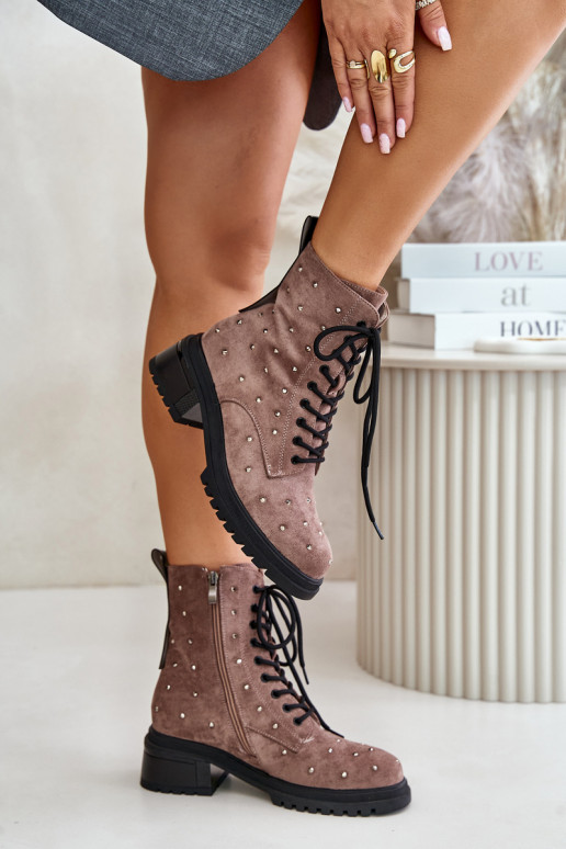 Zdobené boty   zateplené D&A MR880-017 hliněné barvy Zdobené boty   zateplené D&A MR880-017 hliněné barvy