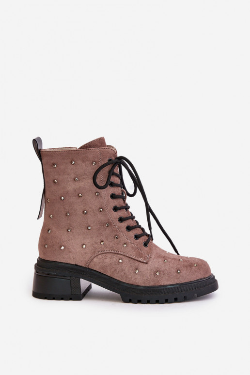 Zdobené boty   zateplené D&A MR880-017 hliněné barvy Zdobené boty   zateplené D&A MR880-017 hliněné barvy