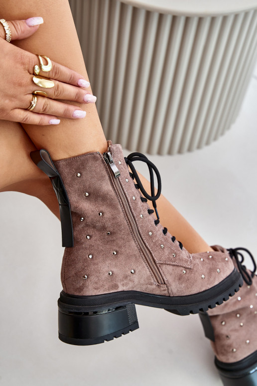 Zdobené boty   zateplené D&A MR880-017 hliněné barvy Zdobené boty   zateplené D&A MR880-017 hliněné barvy