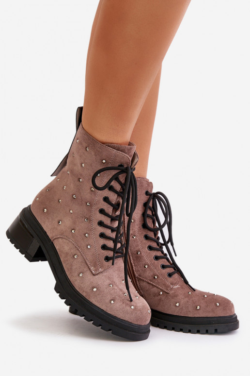 Zdobené boty   zateplené D&A MR880-017 hliněné barvy Zdobené boty   zateplené D&A MR880-017 hliněné barvy