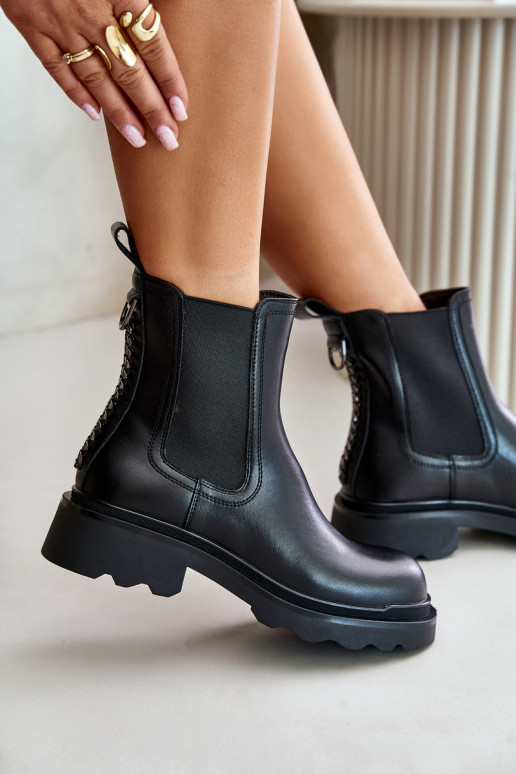 stylové podpatky  zateplené D&A JC42-86 Černé  stylové podpatky  zateplené D&A JC42-86 Černé