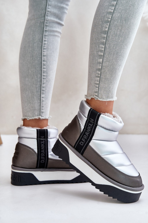 Sněhule s masivní podrážkou D.Franklin DFSH371010 stříbrné barvy  Sněhule s masivní podrážkou D.Franklin DFSH371010 stříbrné barvy