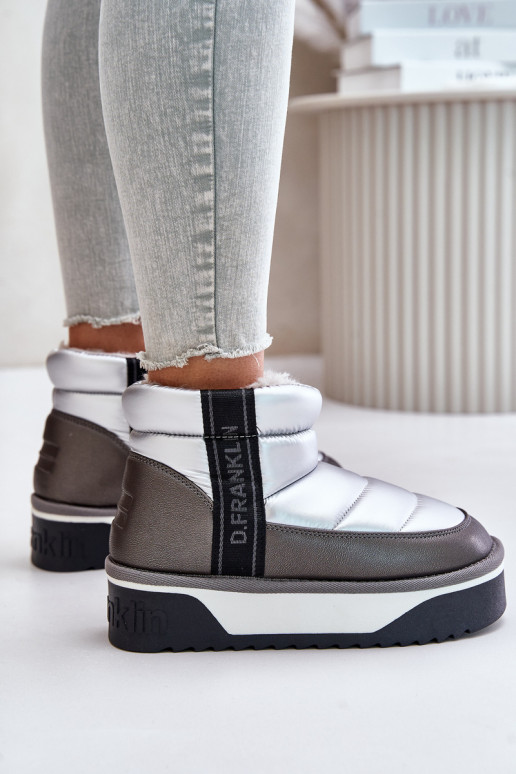 Sněhule s masivní podrážkou D.Franklin DFSH371010 stříbrné barvy  Sněhule s masivní podrážkou D.Franklin DFSH371010 stříbrné barvy