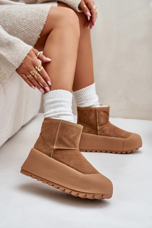 zateplené ze semiše Sněhule s platformou Big Star OO274A212 hnědá zateplené ze semiše Sněhule s platformou Big Star OO274A212 hnědá