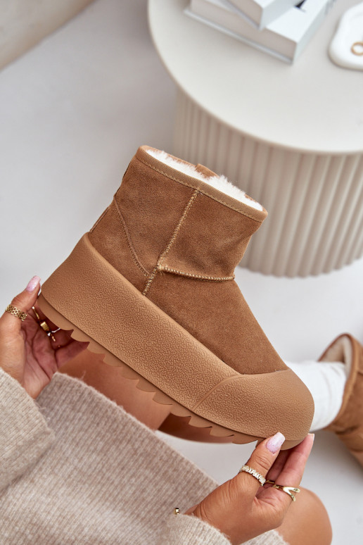 zateplené ze semiše Sněhule s platformou Big Star OO274A212 hnědá zateplené ze semiše Sněhule s platformou Big Star OO274A212 hnědá